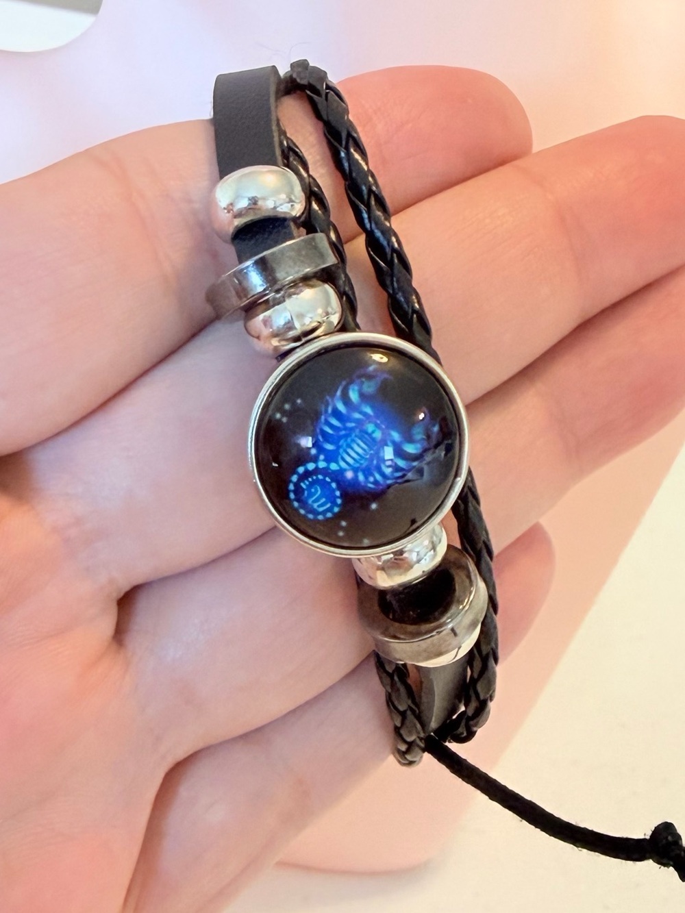 Black & Silver Scorpio Zodiac Braided Bracelet.